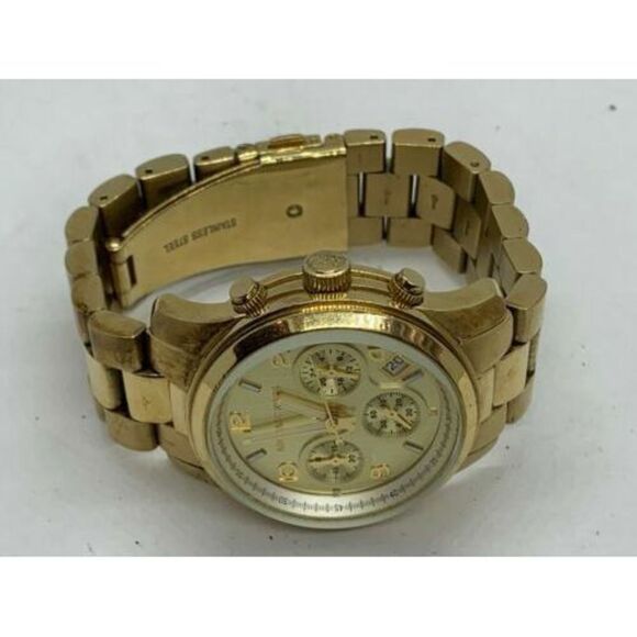 Michael Kors MK5055 Unisex Watch Chronograph Gold Stainless Steel 38mm Case D527 - Picture 7 of 9